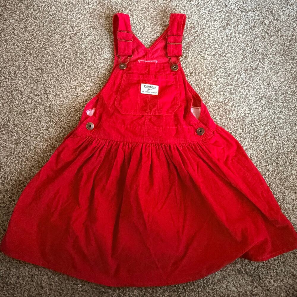 OshKosh B'gosh Red Overall Dress Girls Size 5T